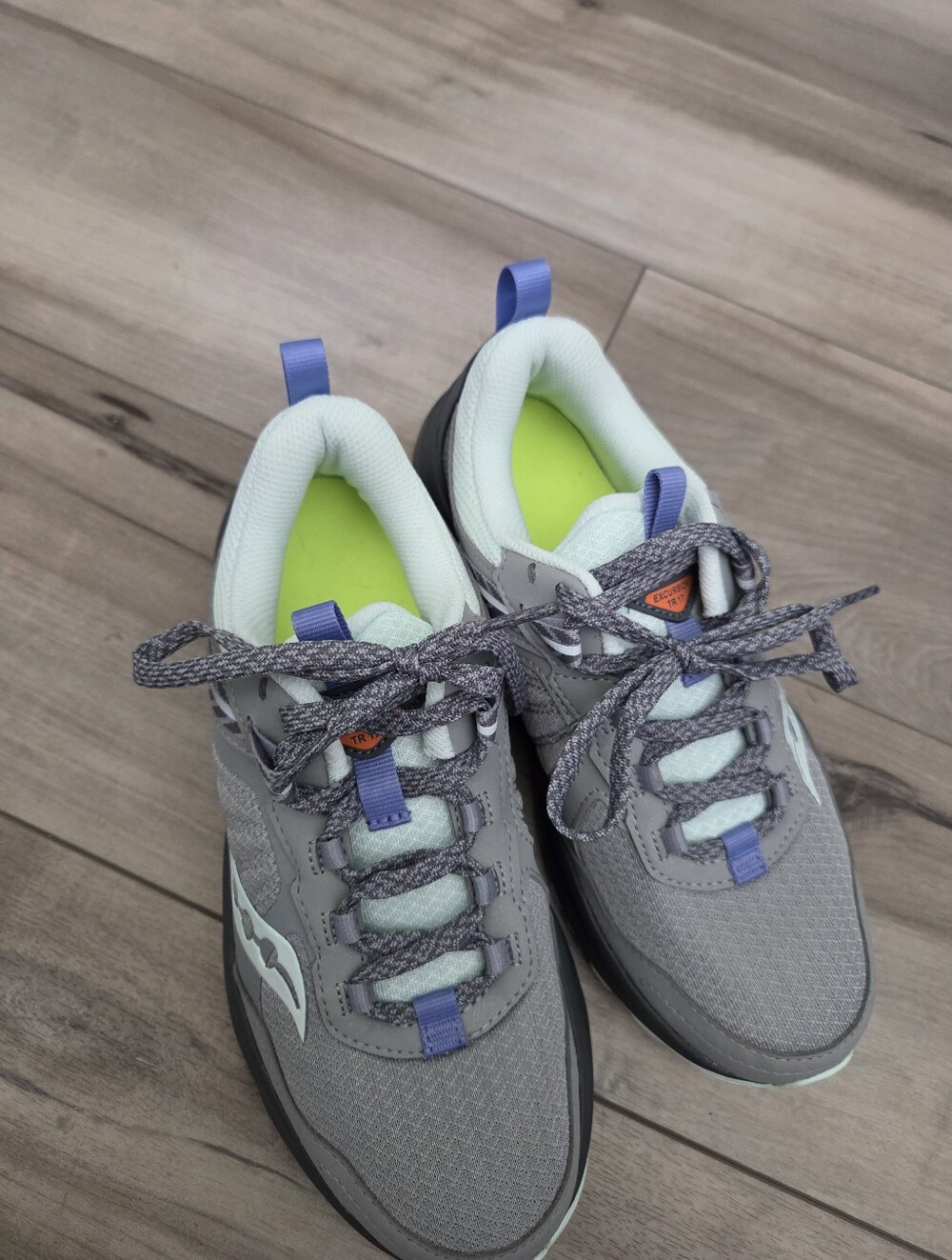 Saucony Gray Sneakers with Mint Lining and Lavender Pull Tabs